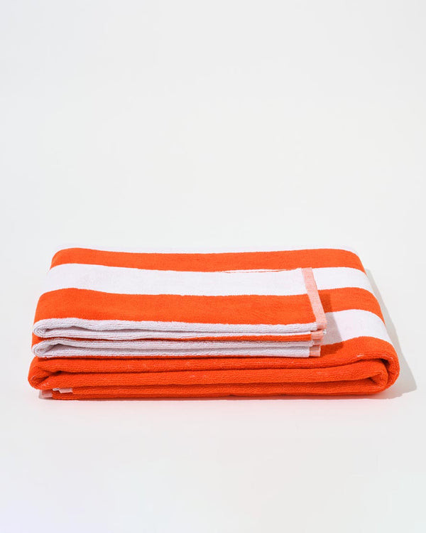 Towel Set Wide Stripe in Orange Reliquia Collective