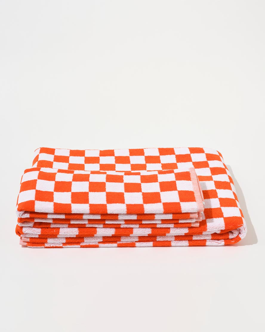 Towel Set Small Check in Orange