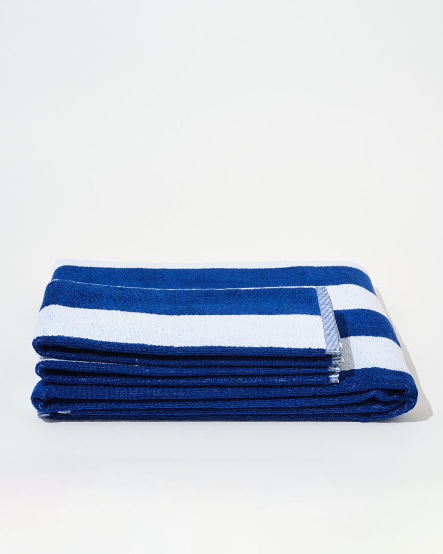Towel Set Wide Stripe in Cobalt