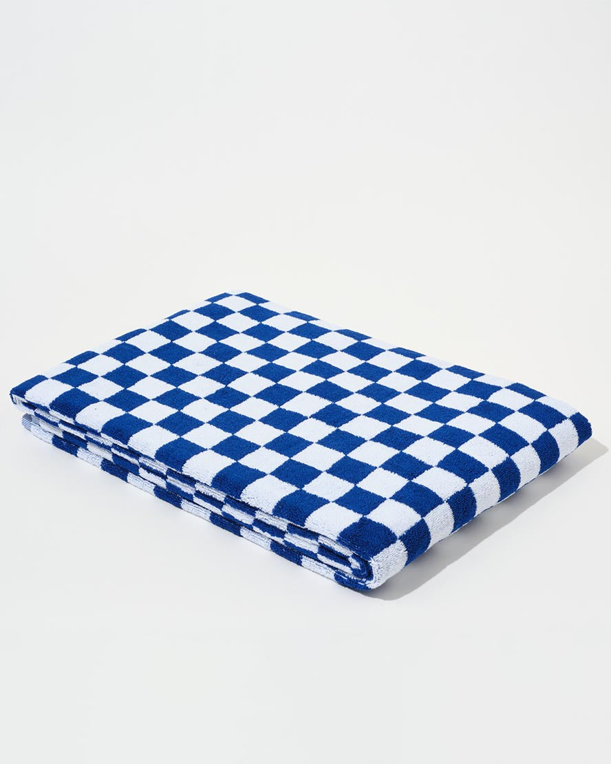 Towel Set Small Check in Cobalt