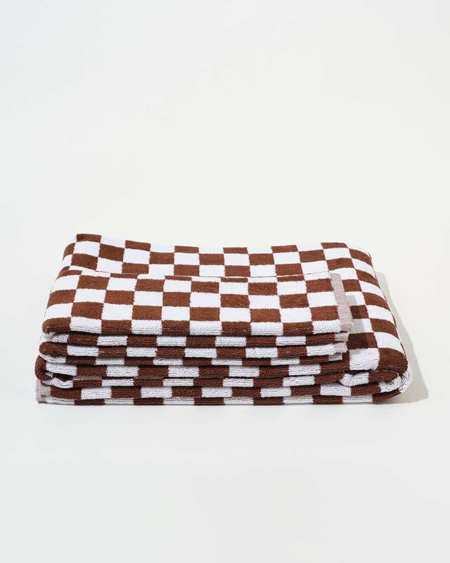 Towel Set Small Check in Brown