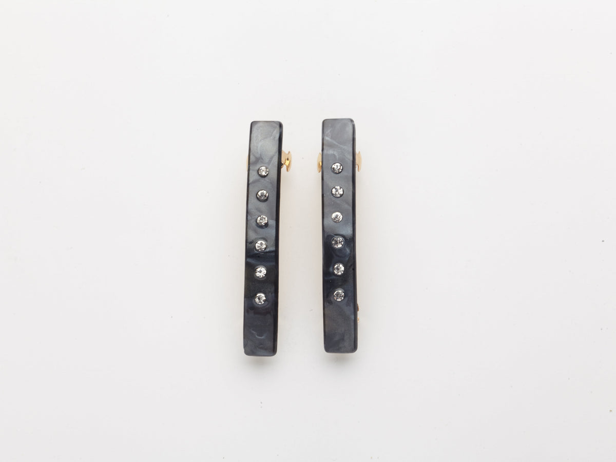 Mafalda Barrettes in Obsidian