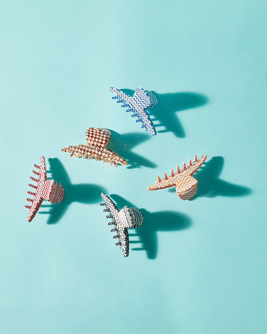Chequered Clip Blue
