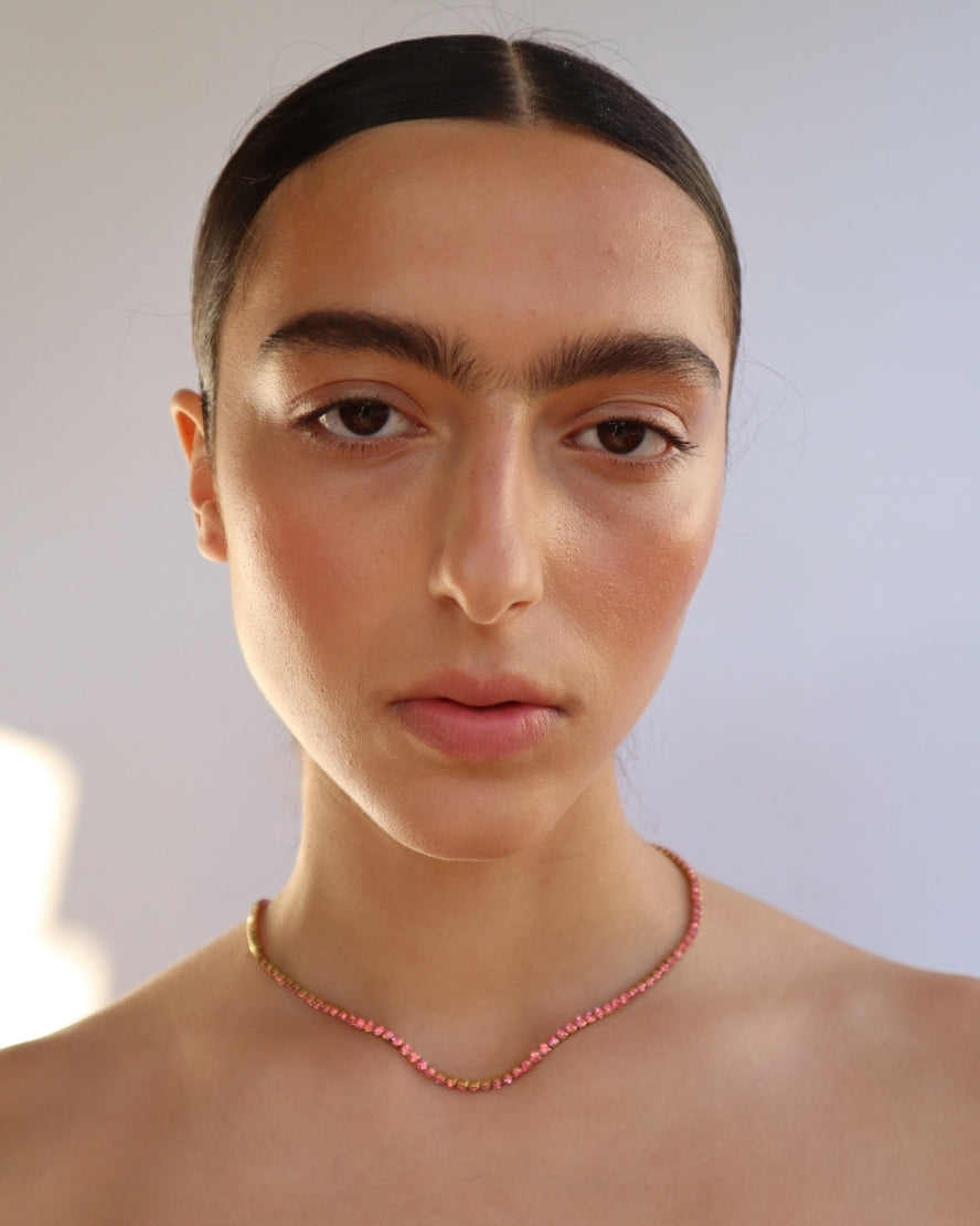 Edward Tennis Necklace in Pink