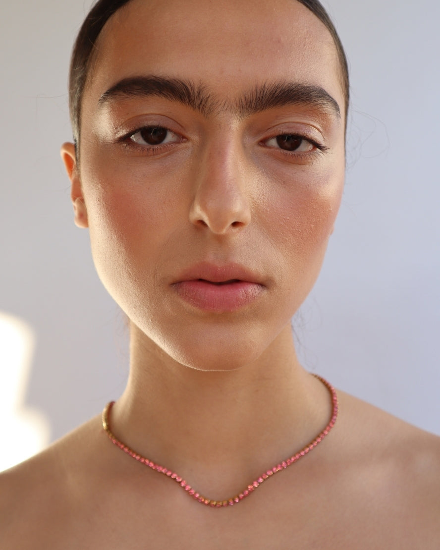 Edward Tennis Necklace in Pink