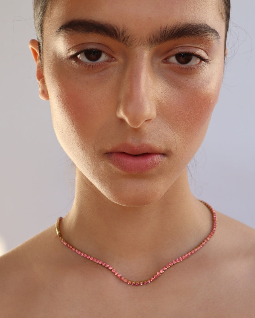 Edward Tennis Necklace in Pink