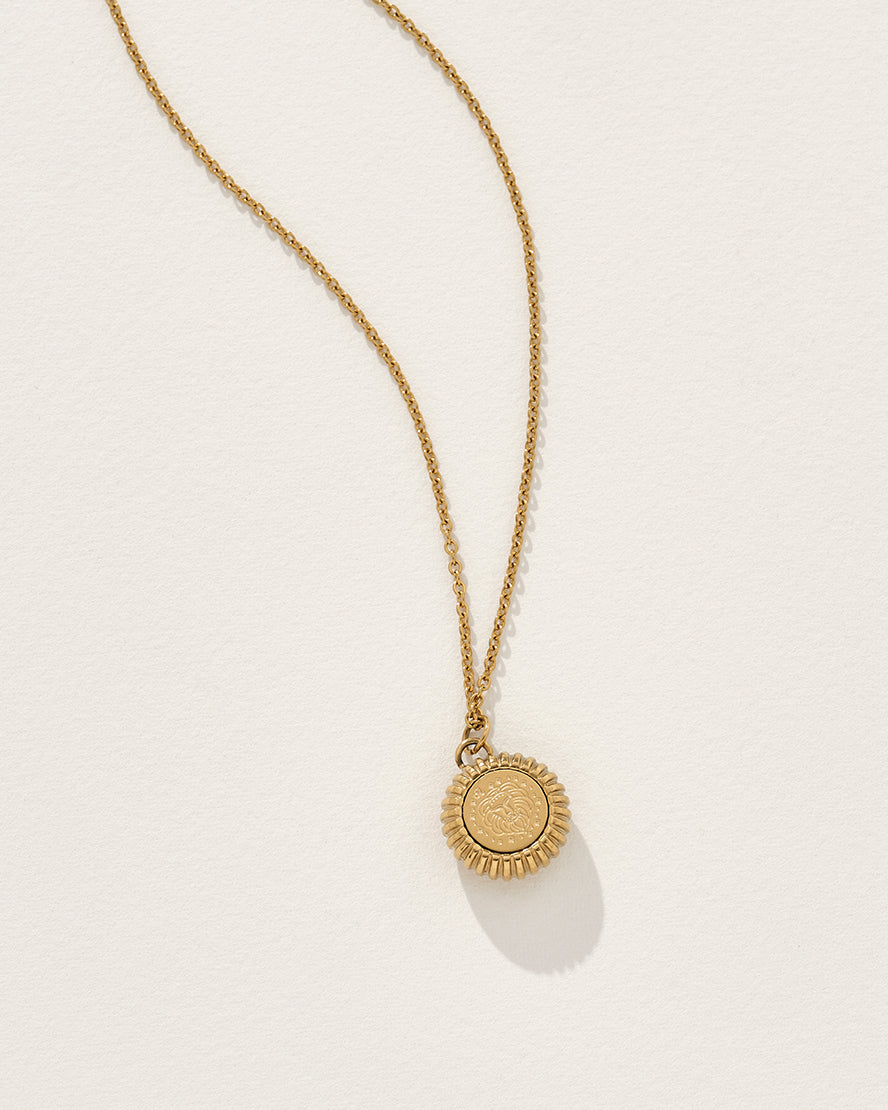 Leo Zodiac Charm Necklace in Gold