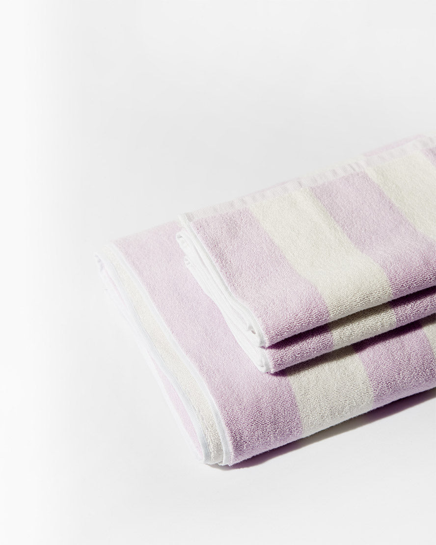 Towel Set Wide Stripe in Lilac