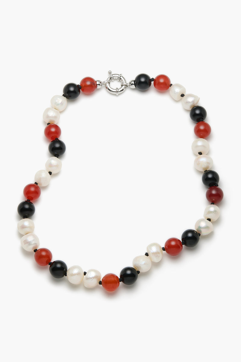 Astrid Necklace Red, Pearl & Black