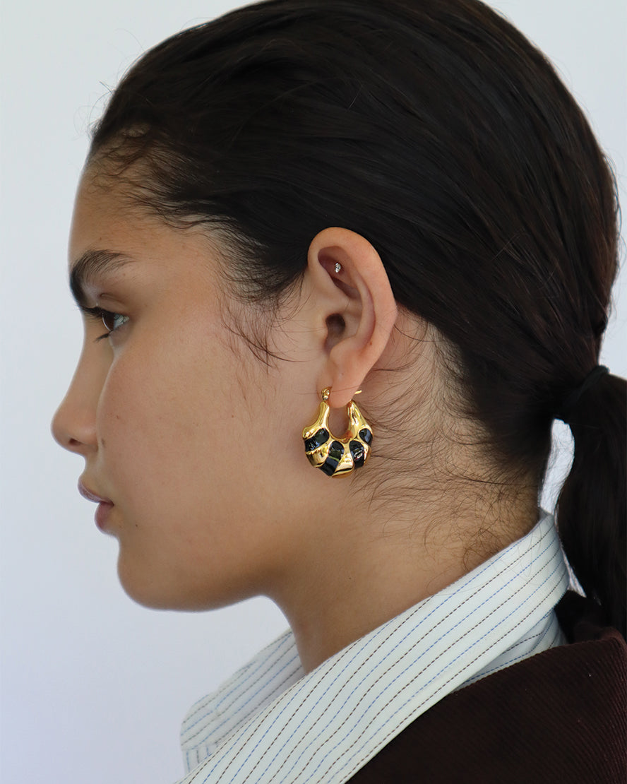 Veda Earrings in Gold & Black