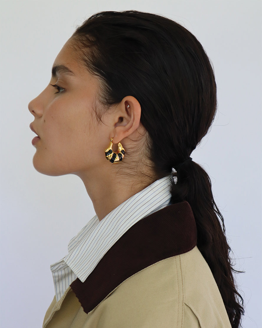 Veda Earrings in Gold & Black
