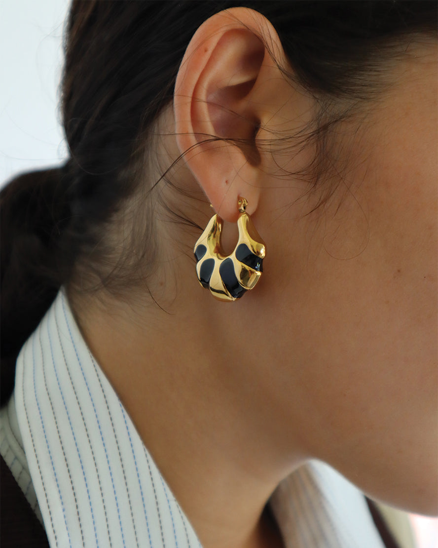 Veda Earrings in Gold & Black
