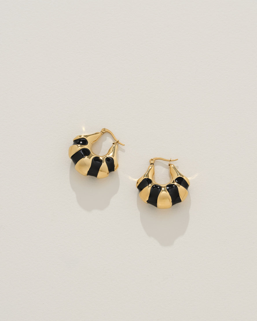 Veda Earrings in Gold & Black