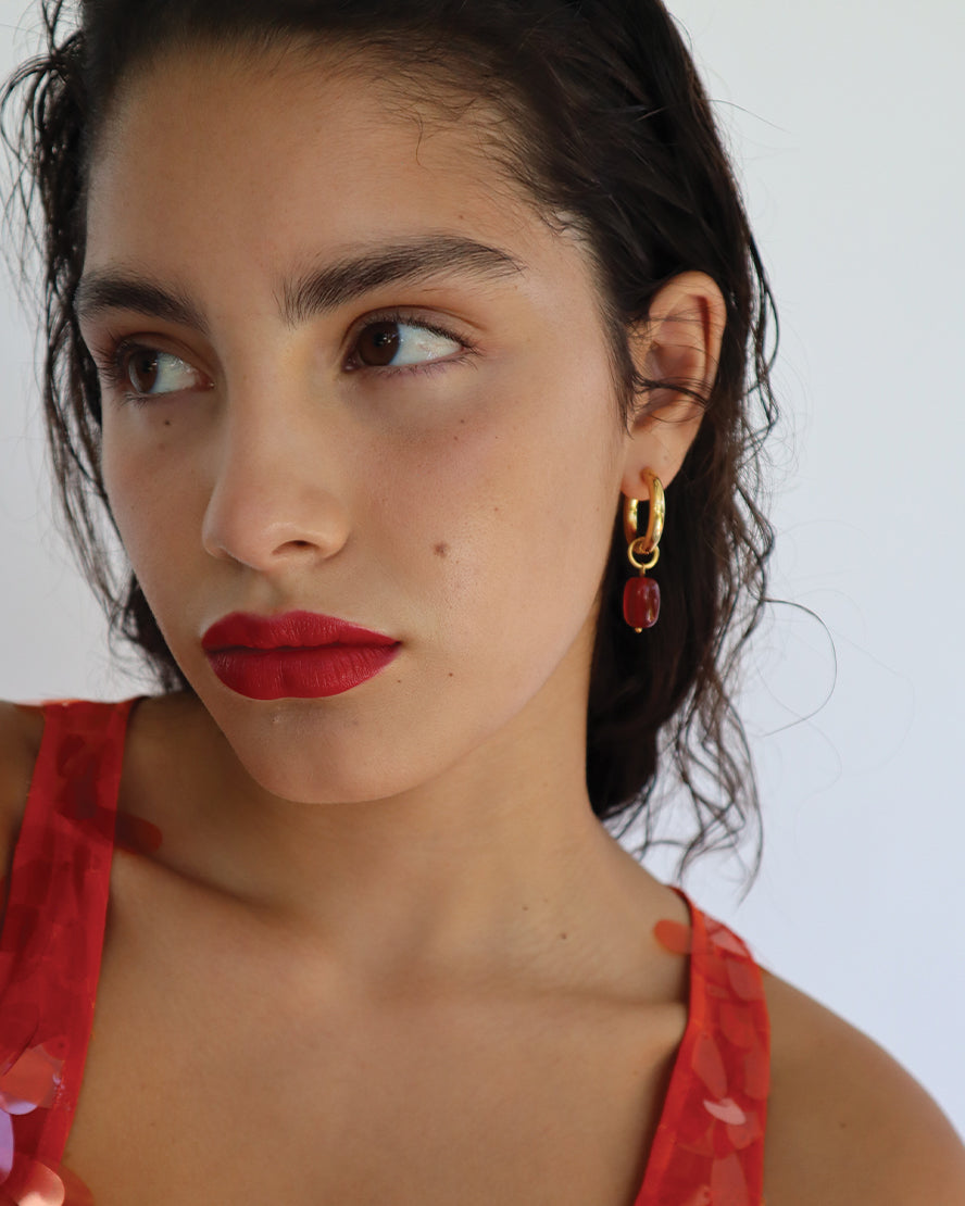 Zaya Hoops in Gold & Red