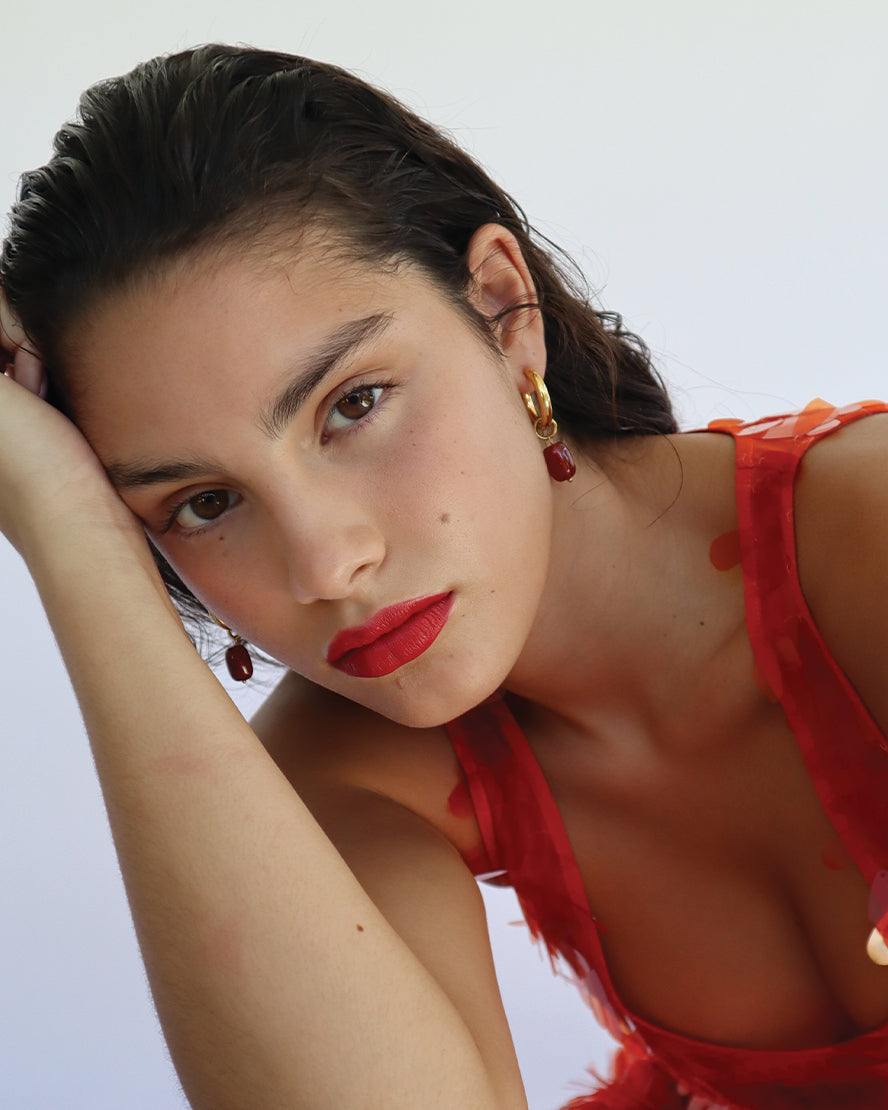 Zaya Hoops in Gold & Red