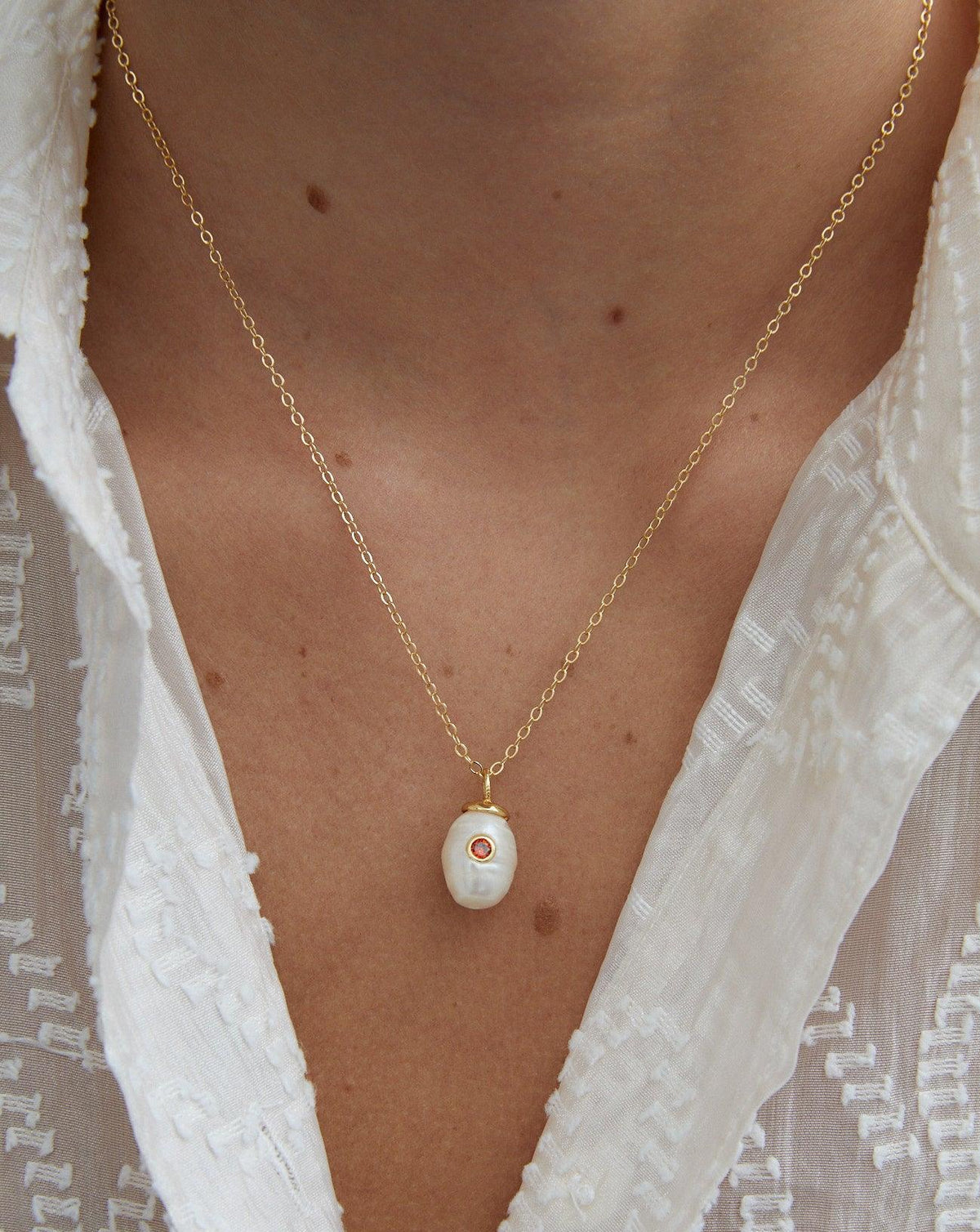 Birthstone Pearl Pendant Necklace
