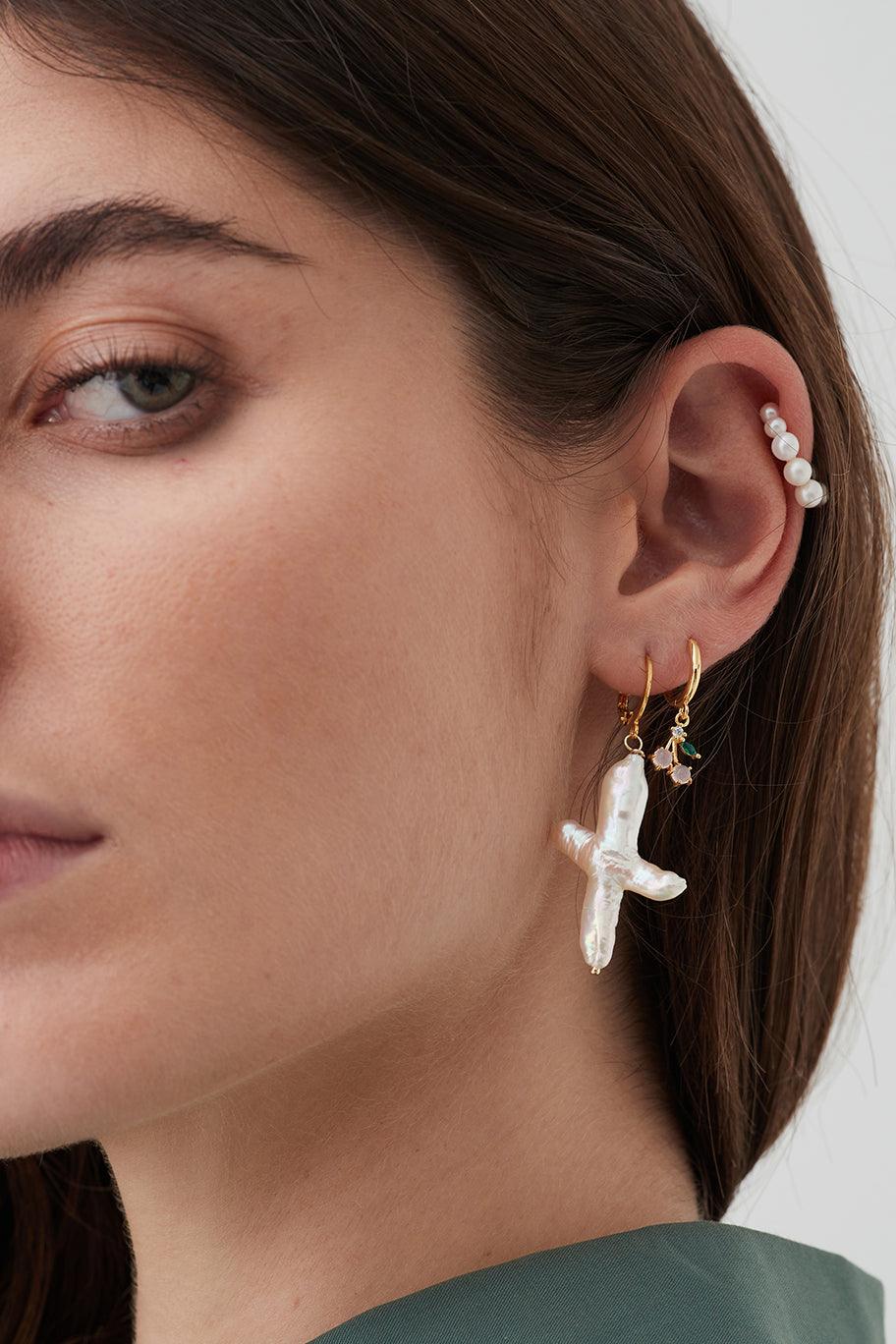 Cross Pearl Earrings - Reliquia Jewellery