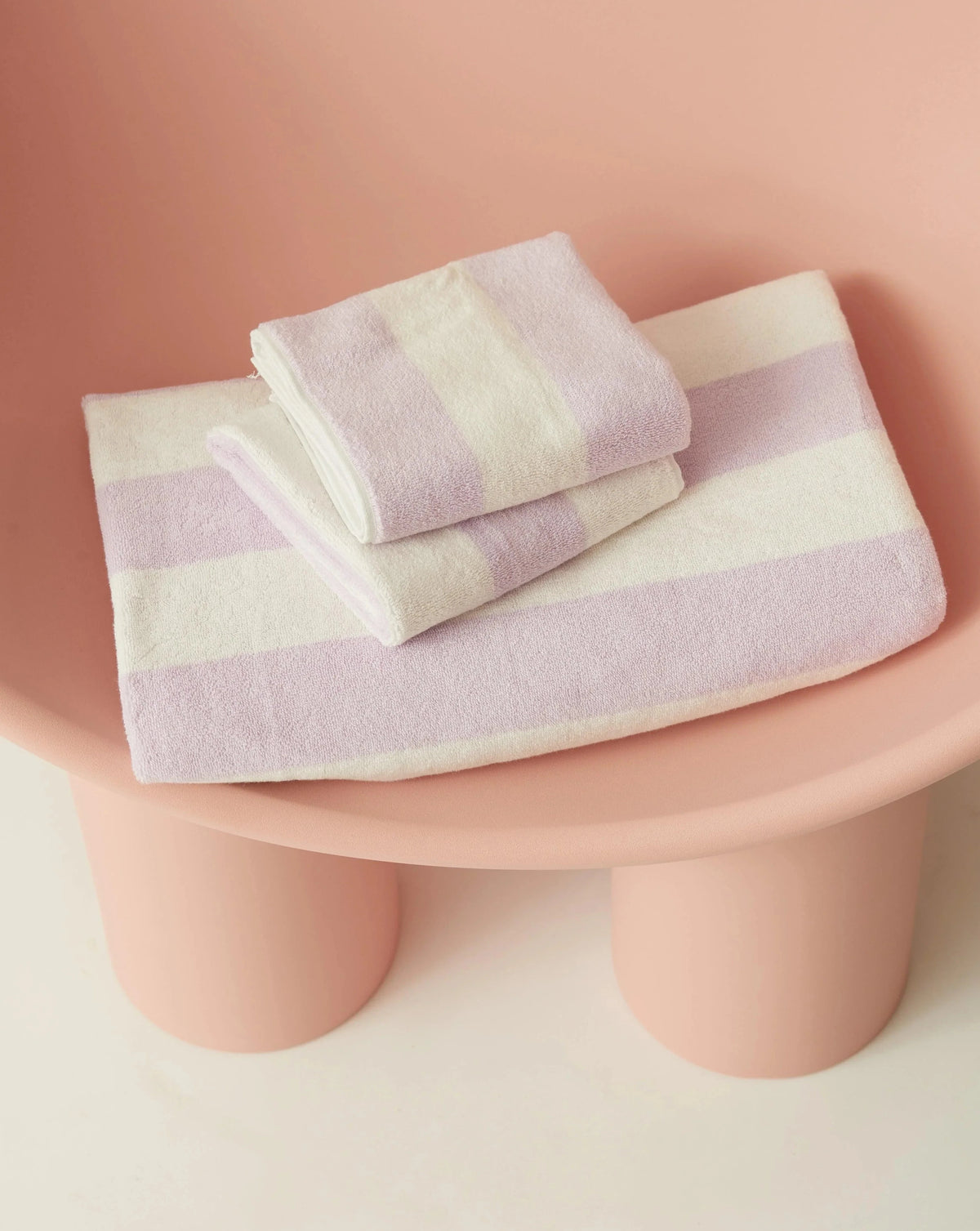 Towel Set Wide Stripe Lilac - Reliquia Jewellery