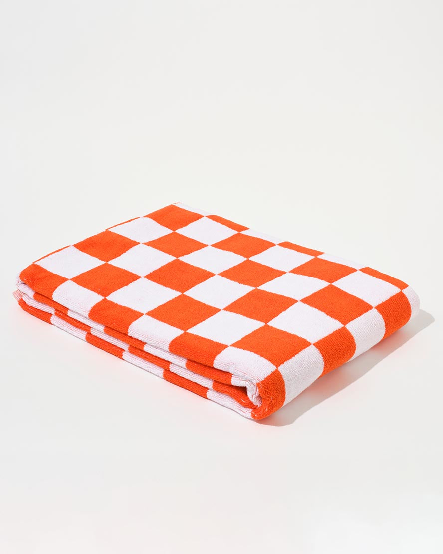 Towel Set Big Check in Orange