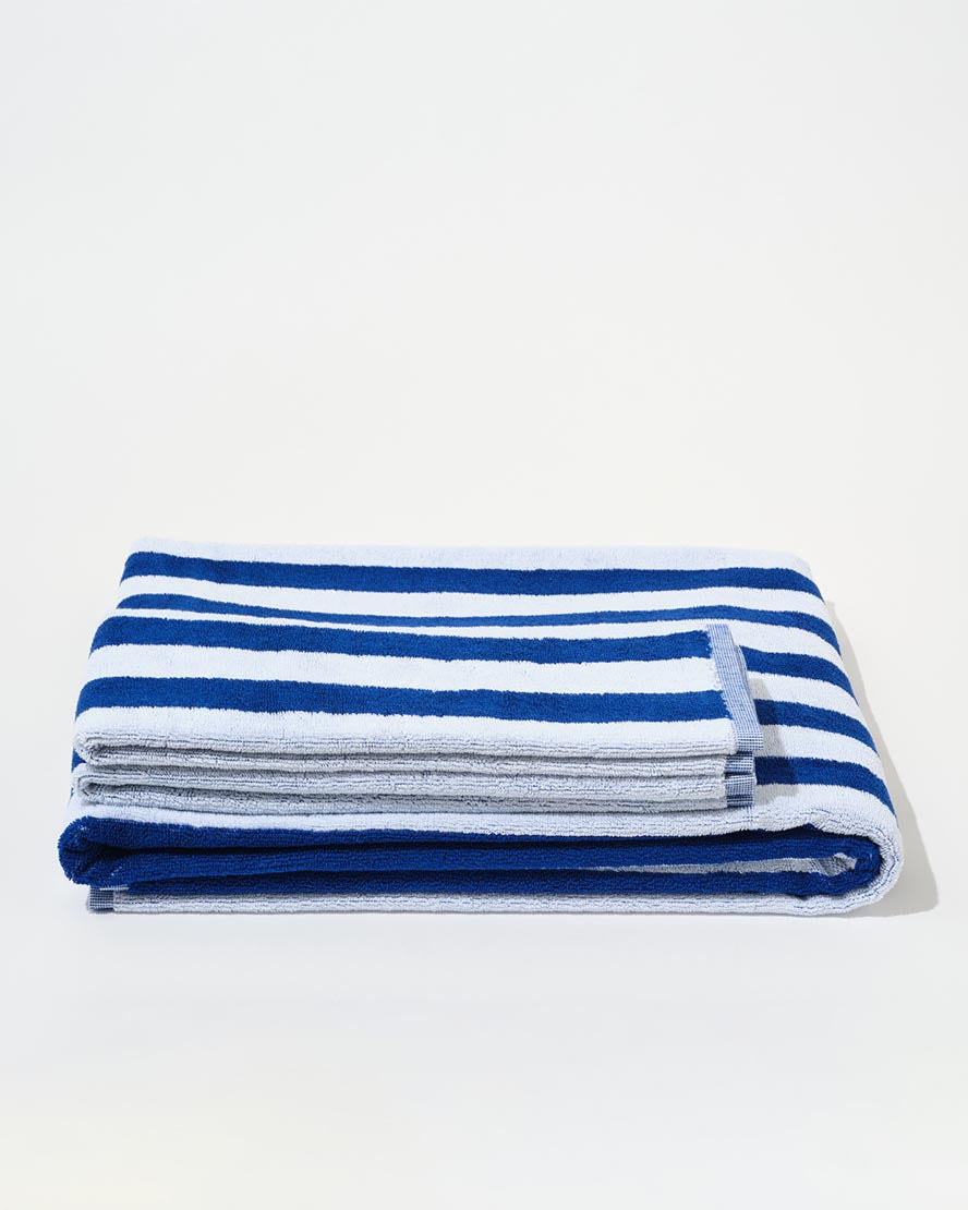 Towel Set Narrow Stripe in Cobalt
