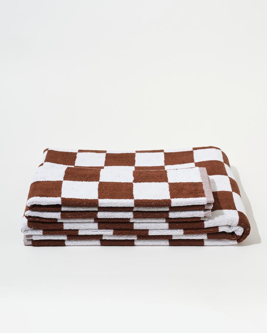 Towel Set Big Check in Brown