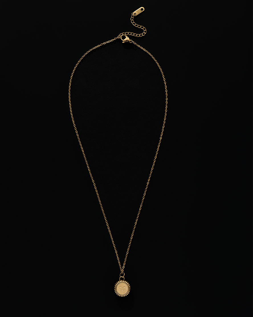 Aries Zodiac Charm Necklace in Gold