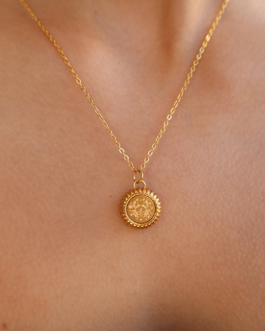 Cancer Zodiac Charm Necklace in Gold