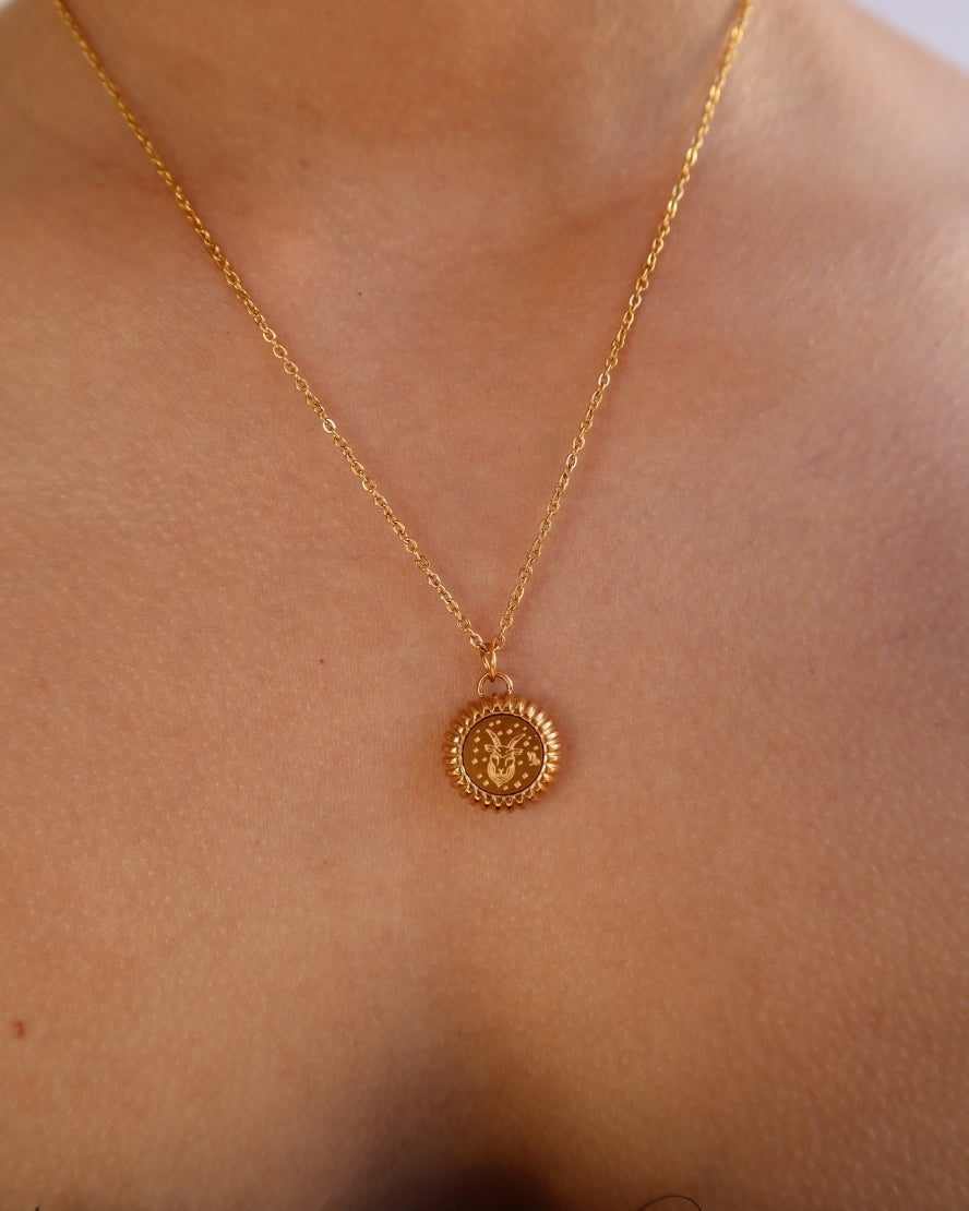 Capricorn Zodiac Charm Necklace in Gold