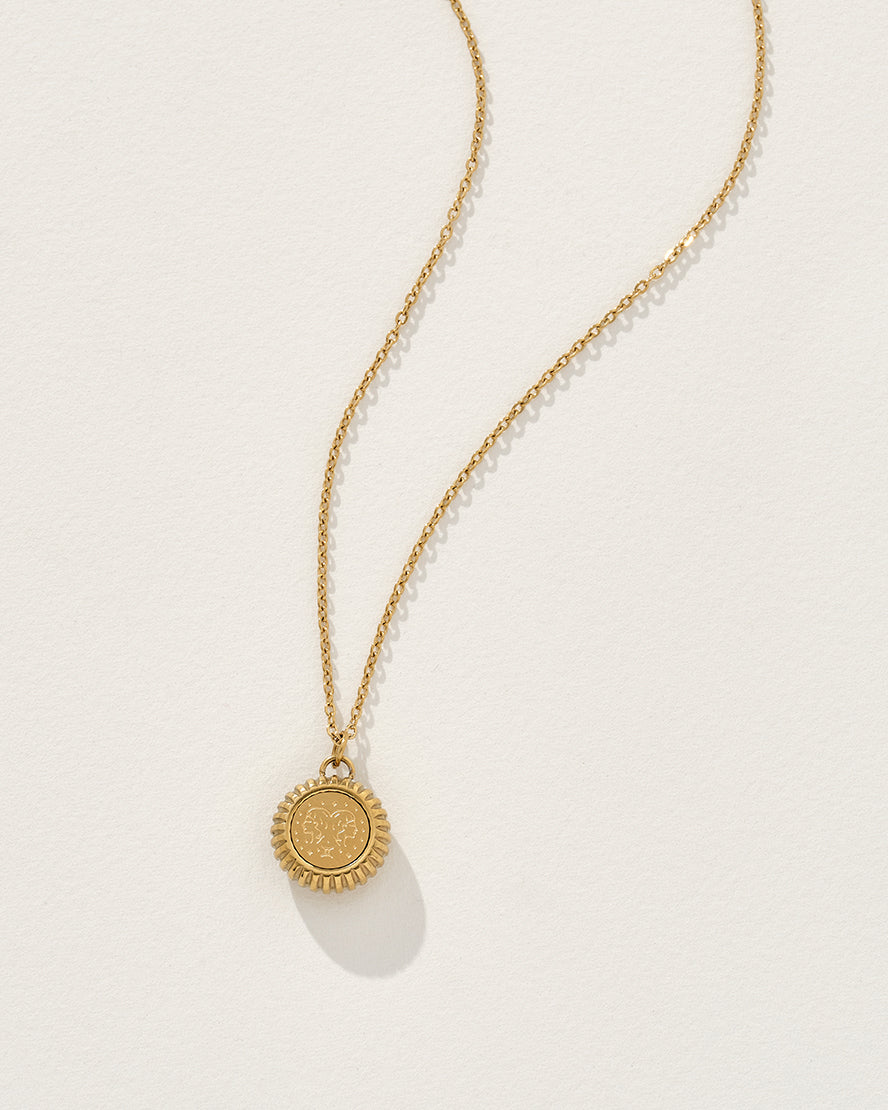 Gemini Zodiac Charm Necklace in Gold