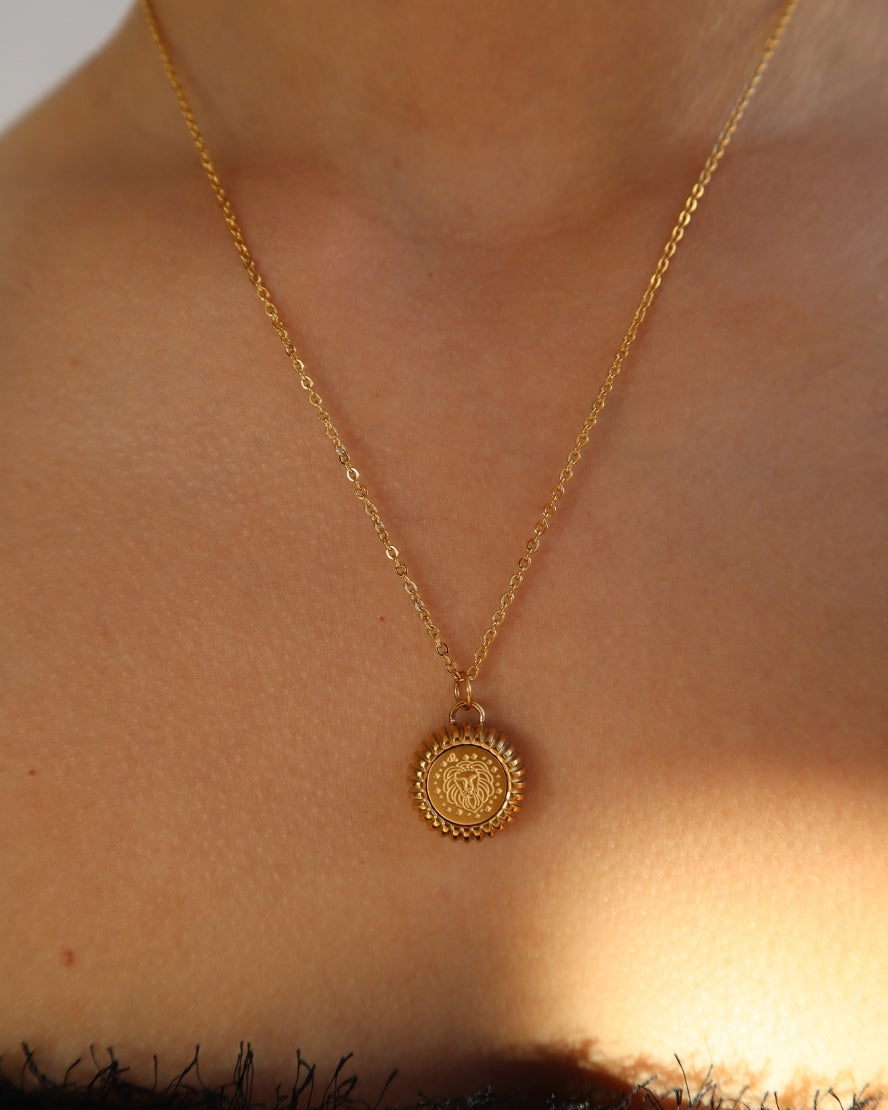 Leo Zodiac Charm Necklace in Gold