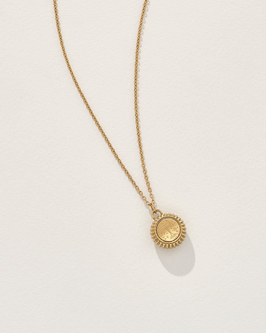 Libra Zodiac Charm Necklace in Gold