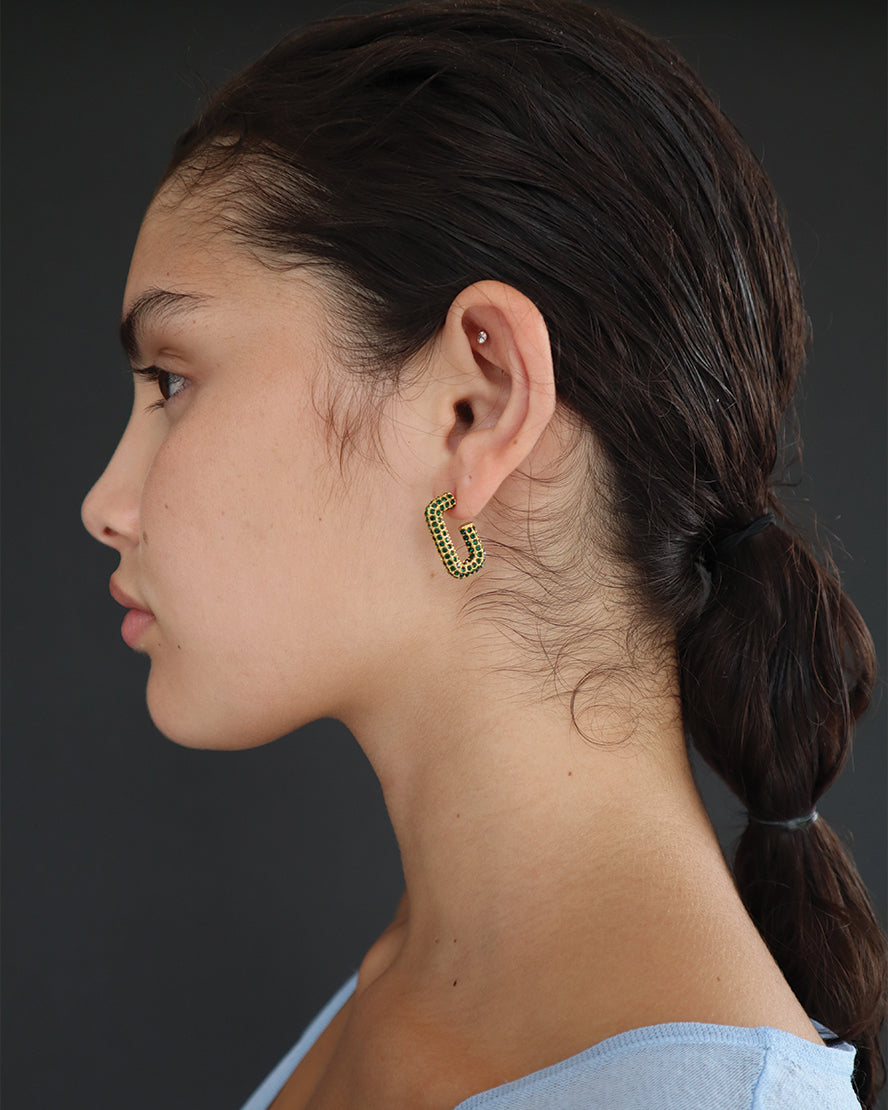 Logan Earrings in Green/Gold