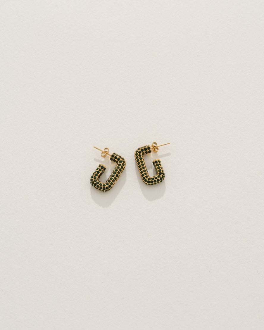 Logan Earrings in Green/Gold