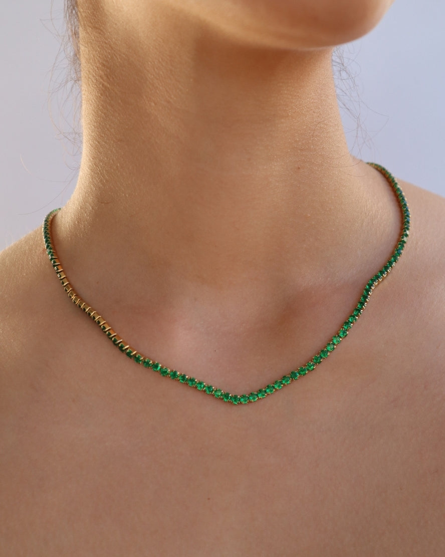 Nicholas Tennis Necklace in Green