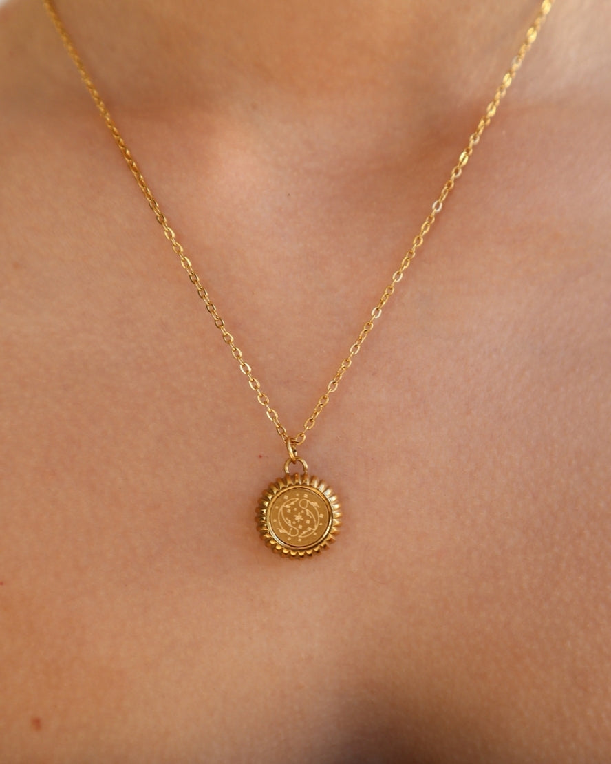 Pisces Zodiac Charm Necklace in Gold