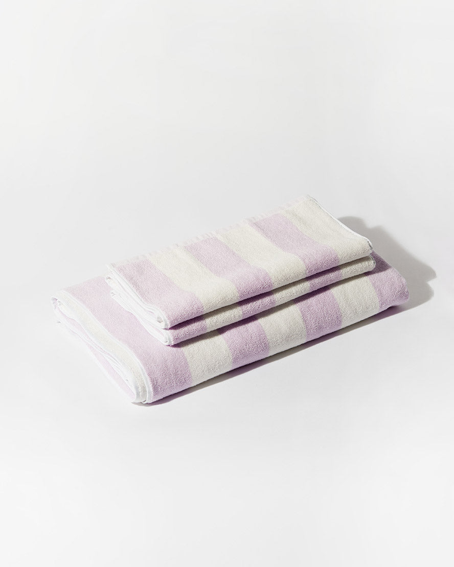 Towel Set Wide Stripe in Lilac