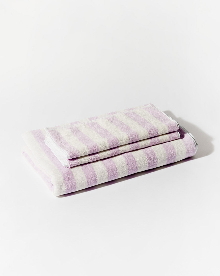 Towel Set Narrow Stripe in Lilac