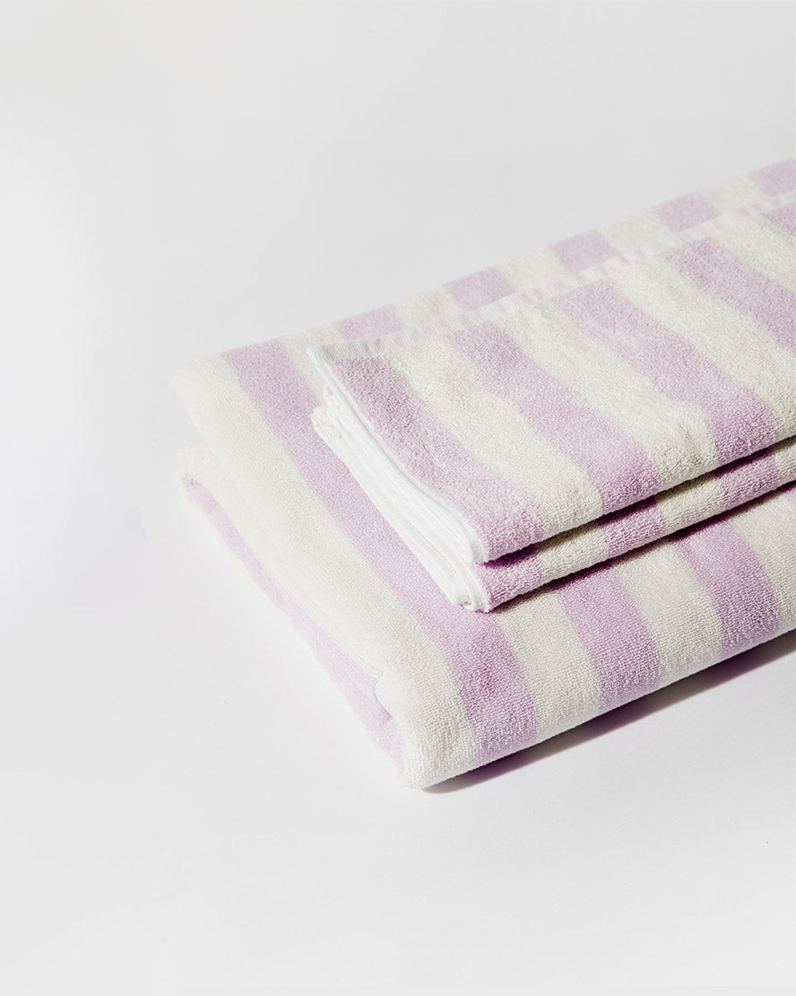 Towel Set Narrow Stripe in Lilac