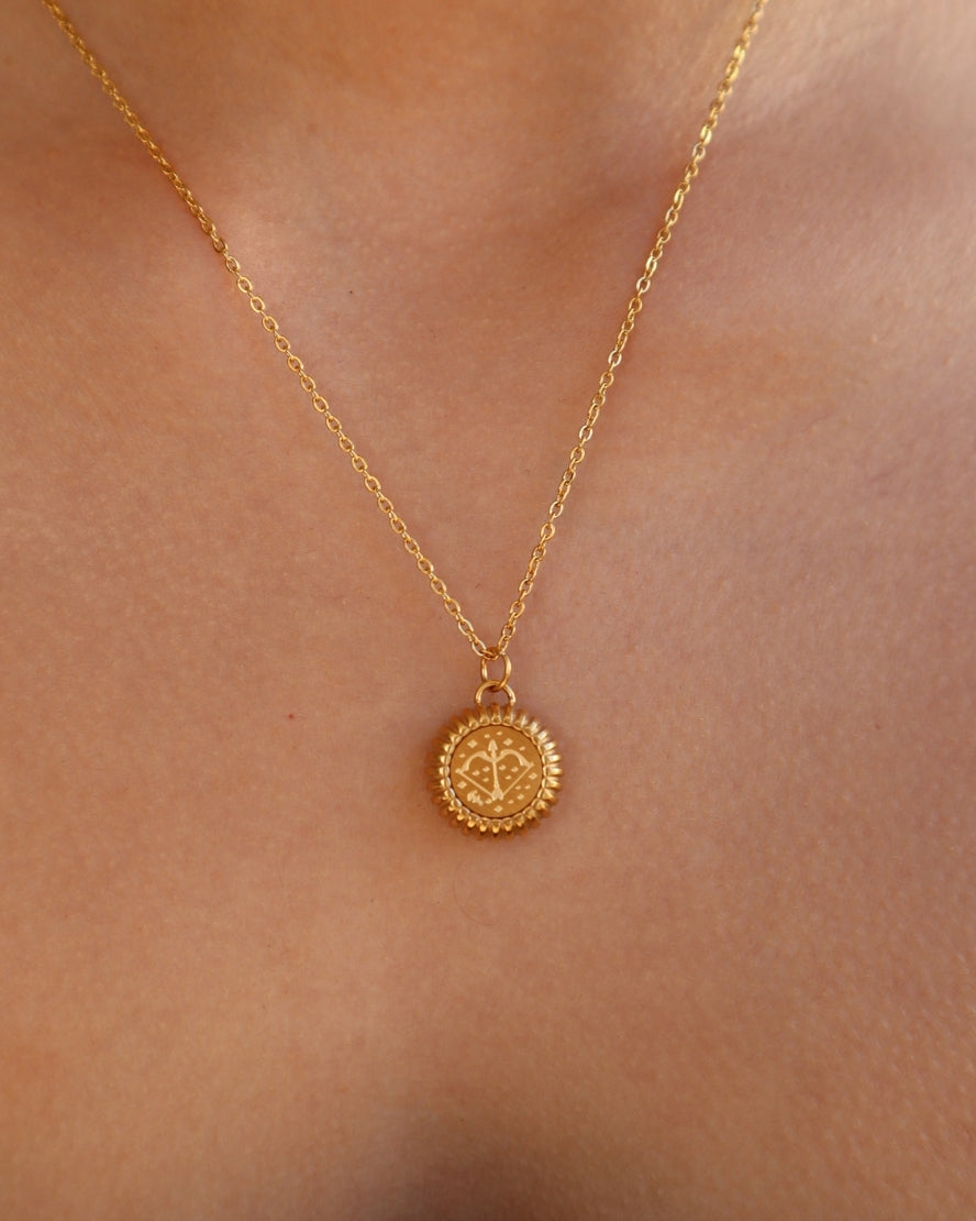 Sagittarius Zodiac Charm Necklace in Gold