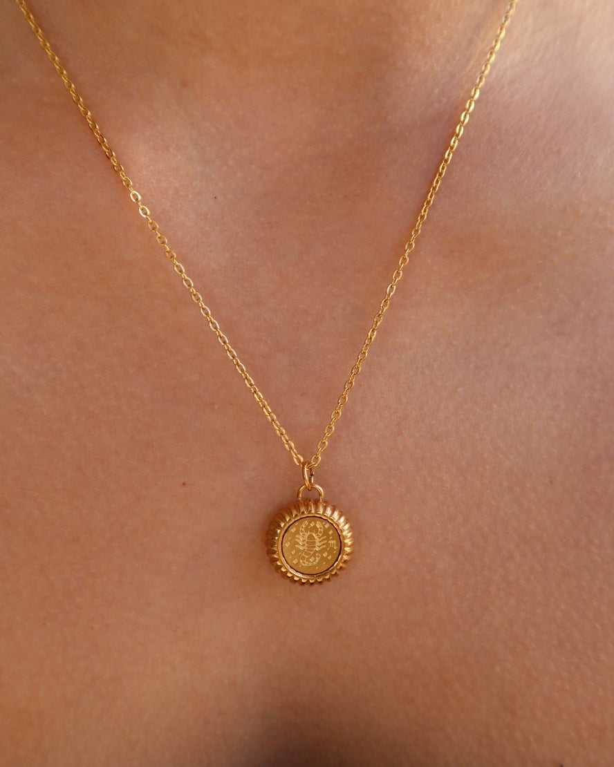 Scorpio Zodiac Charm Necklace in Gold