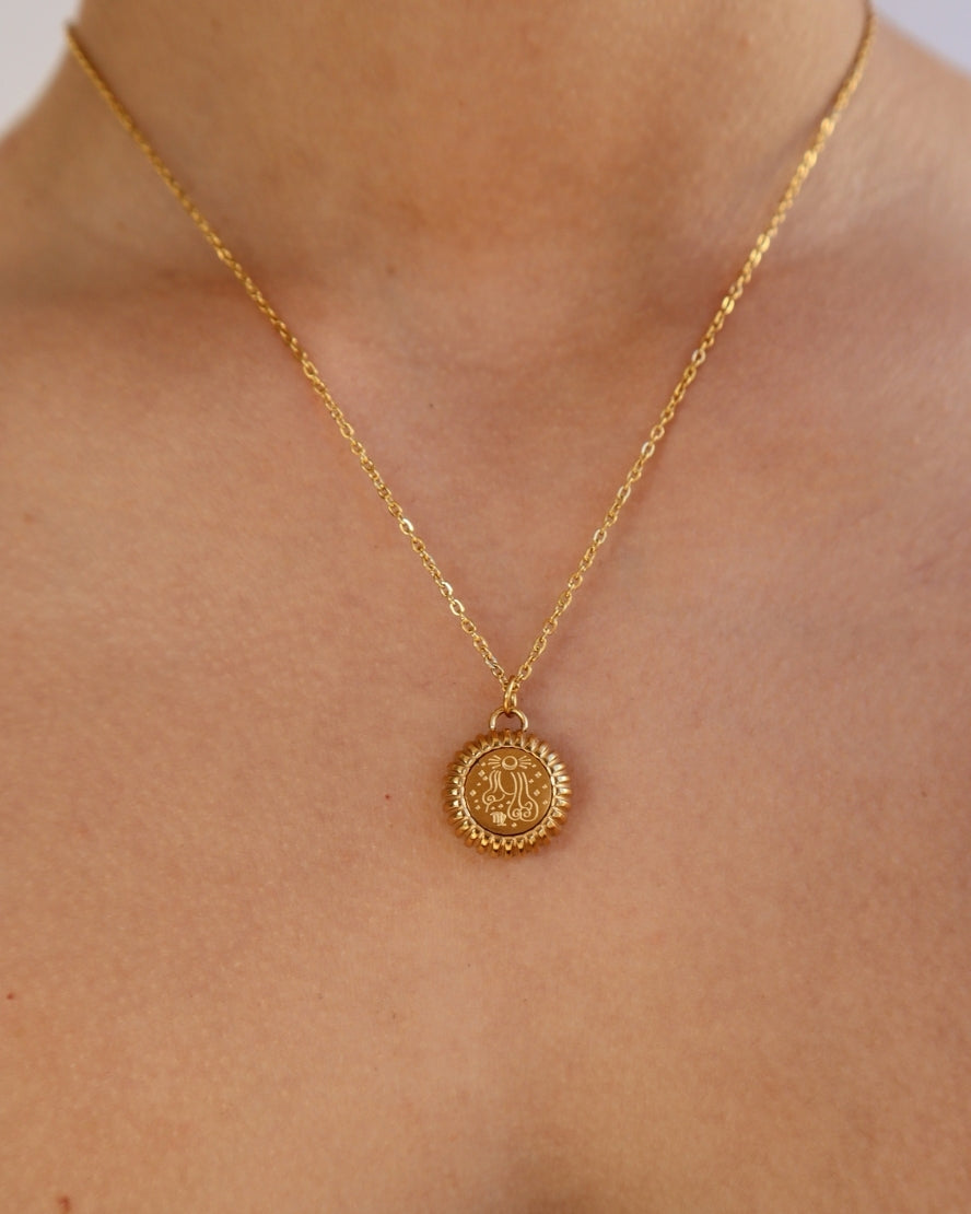 Virgo Zodiac Charm Necklace in Gold