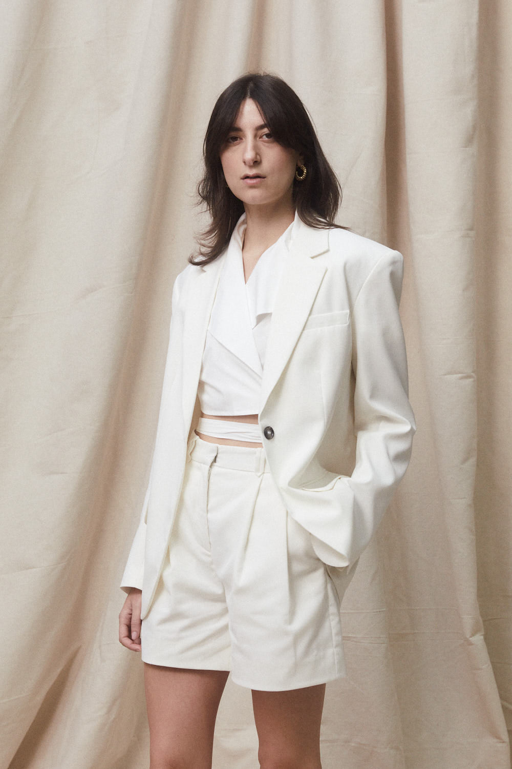 Lorenza Shorts in White by BLANCA
