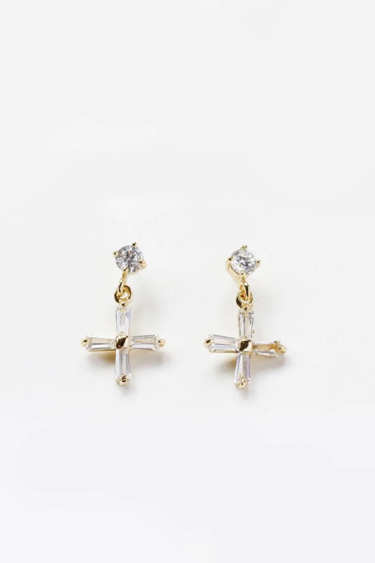 Mini Cross Earrings Clear - Reliquia Jewellery