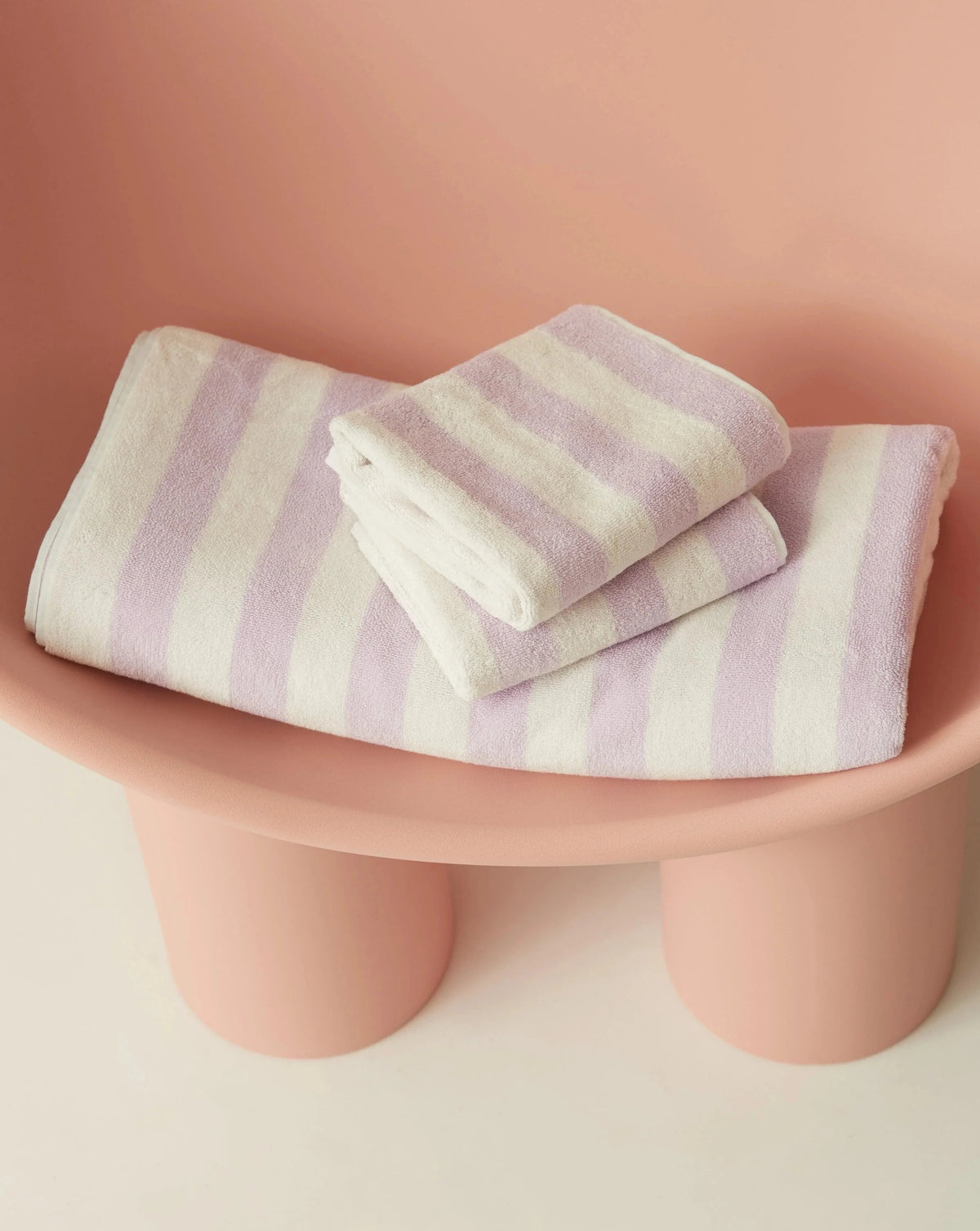 Towel Set Narrow Stripe Lilac - Reliquia Jewellery