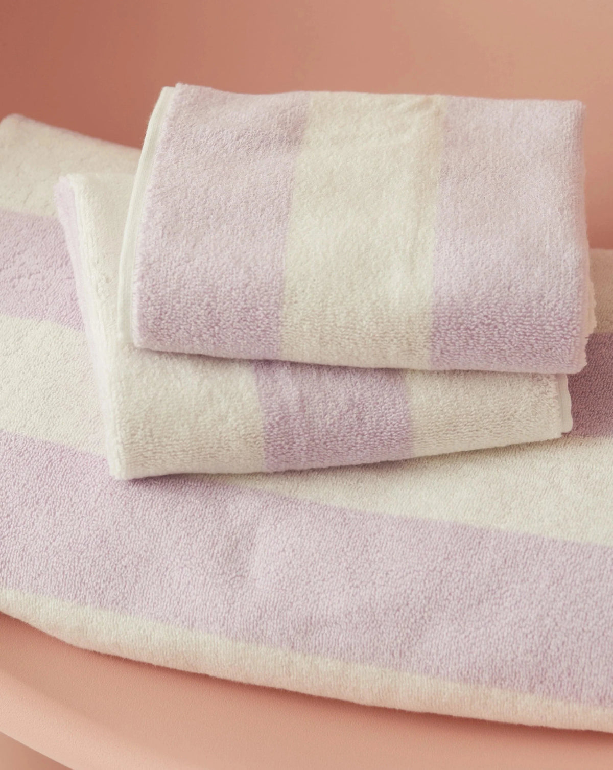 Towel Set Wide Stripe Lilac - Reliquia Jewellery